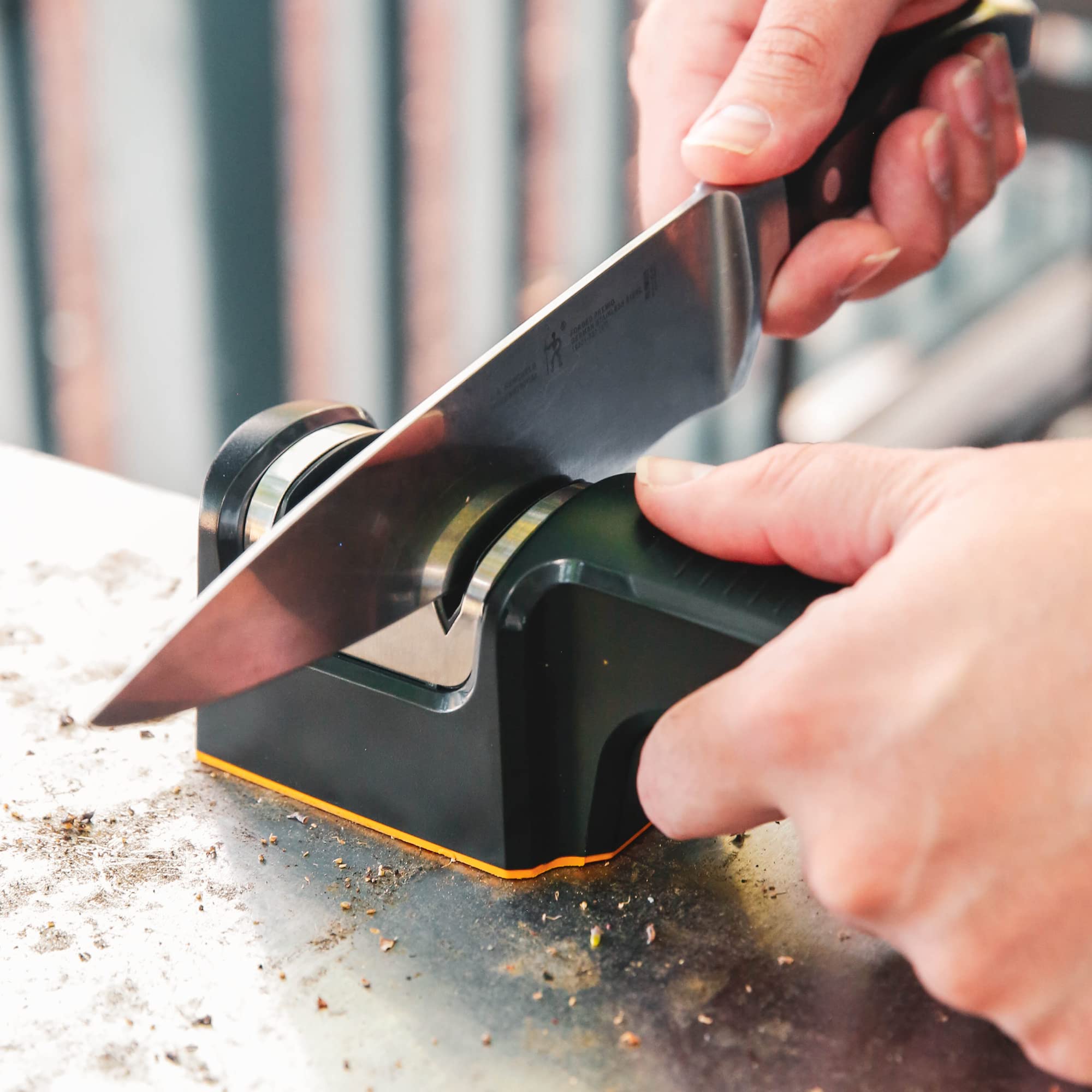 Work Sharp Pull Through Knife Sharpener sharpens scissors with ease for quick fixes