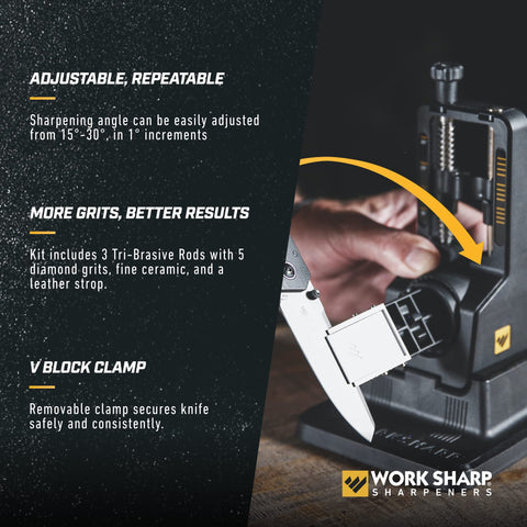 Work Sharp Tri-Brasive assembly with 220-320-400 plates for rapid edge restoration