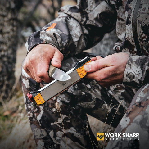 Work Sharp V-Block clamp design secures knives quickly and safely during sharpening