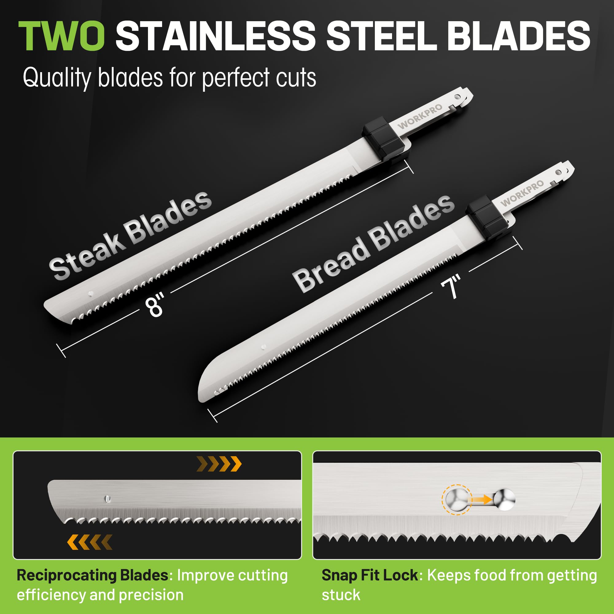WORKPRO carving fork included for stable meat servings.