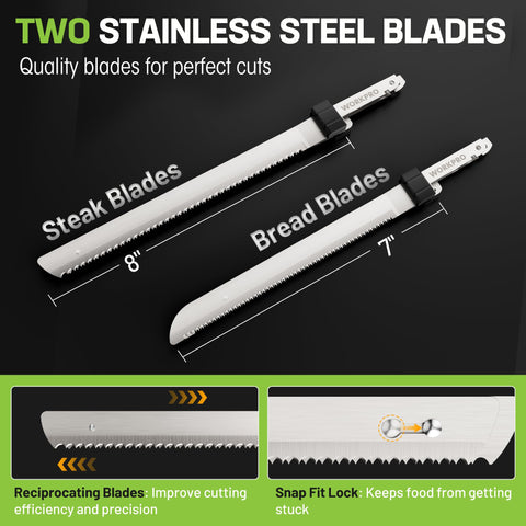 WORKPRO carving fork included for stable meat servings.