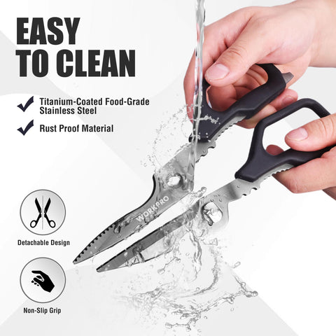 WORKPRO All-purpose kitchen scissors ideal for herbs, meat, and shellfish.