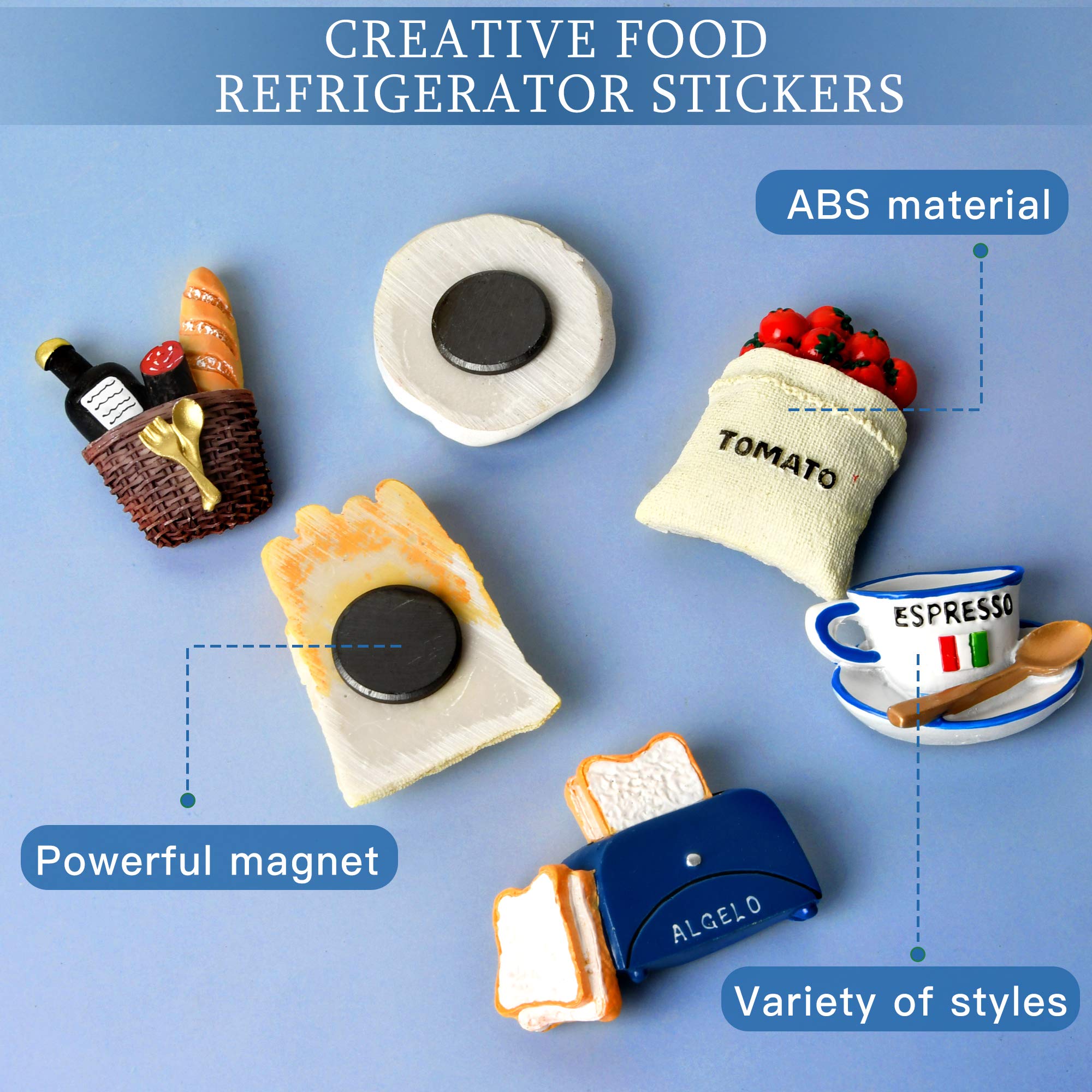 Worldity food-shaped magnets offer a cheerful fridge display and organization.