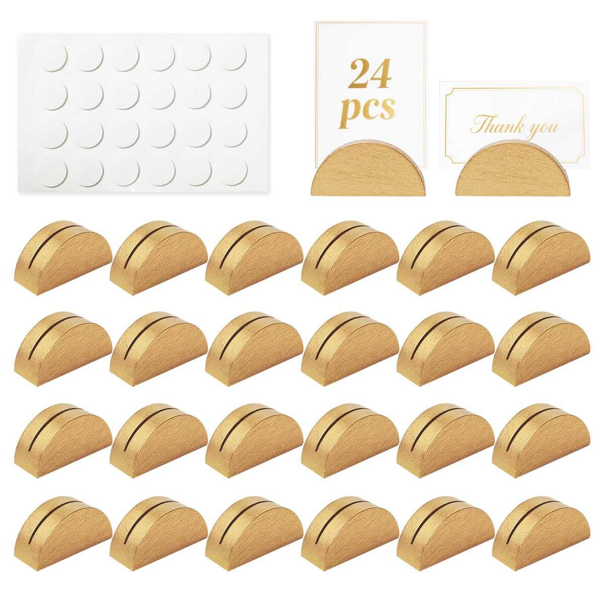 Worown gold wood place card holders with semicircular design for elegant weddings
