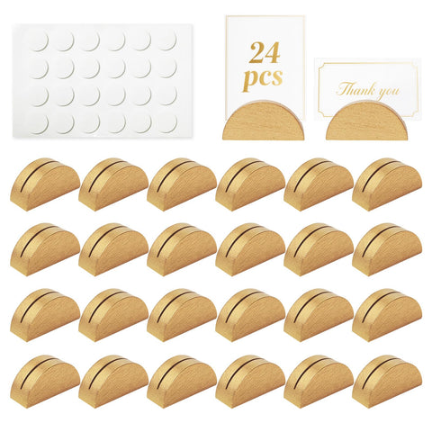 Worown gold wood place card holders with semicircular design for elegant weddings