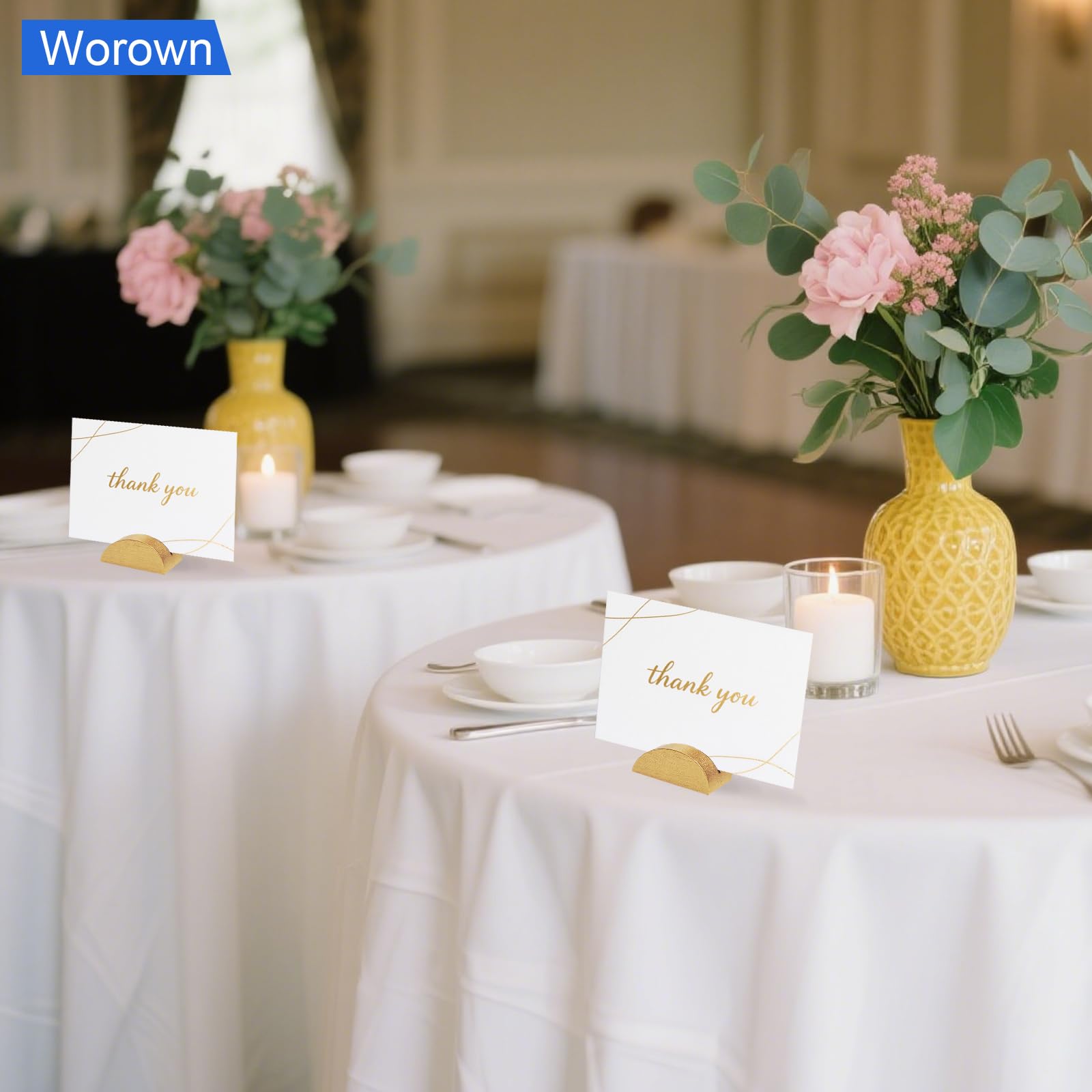 Worown semicircular slot securely displays cards or photos