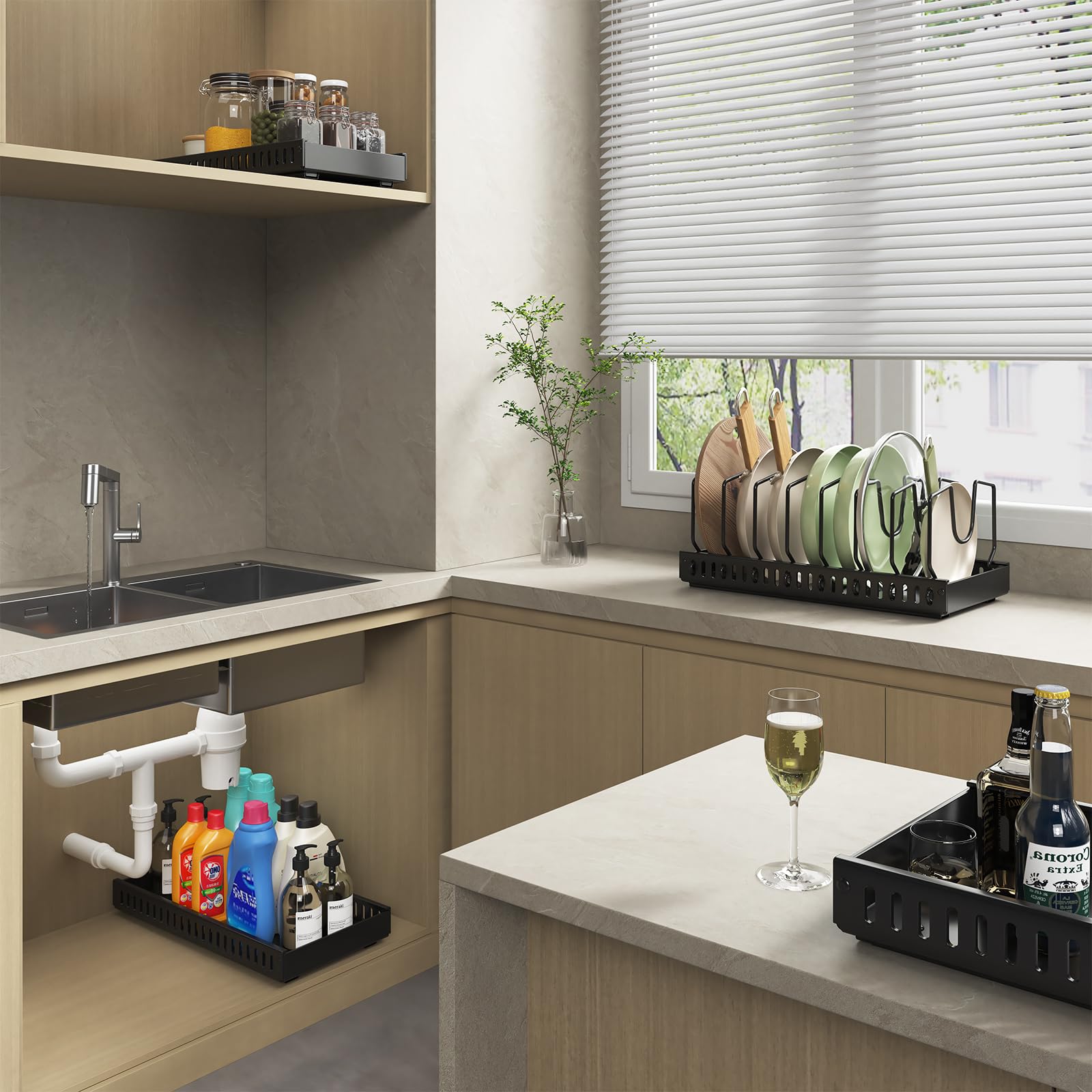 WOSHEN 8 adjustable dividers customize space for cookware