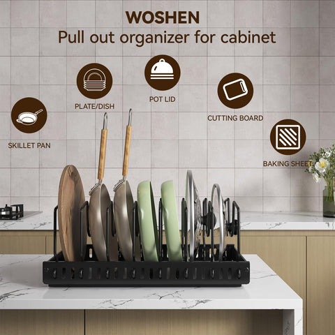 WOSHEN fits 6-10 inch lightweight lids and pans in compact kitchens