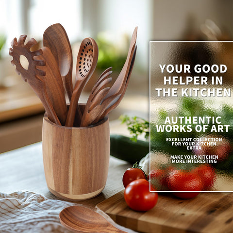 WOSPONFAN utensils with hanging hole keeps counter tidy