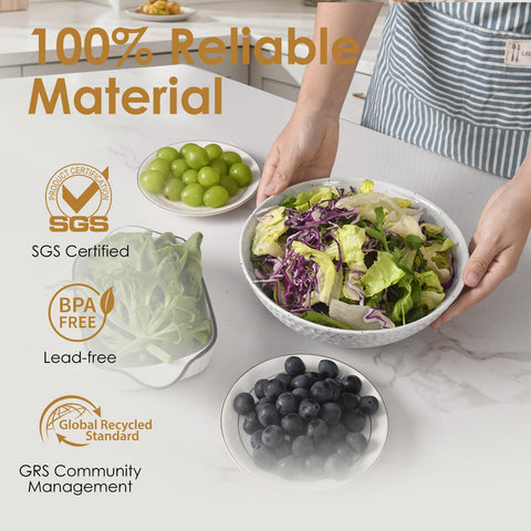 Wotalation large salad bowl set ready for family gatherings at the table.