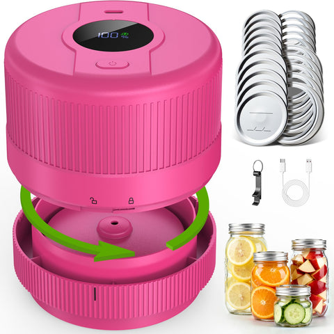 Wothfav Mason Jar Vacuum Sealer Kit rose red front view for easy, fresh storage