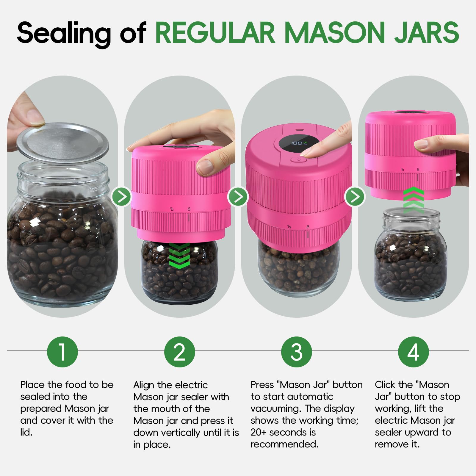 Wothfav wide and regular mouth sealers provide versatile jar compatibility