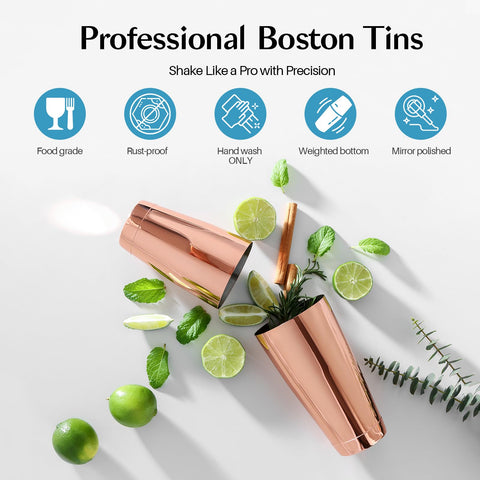 WOTOR Boston shaker 18oz rosegold ideal for craft cocktails at home.