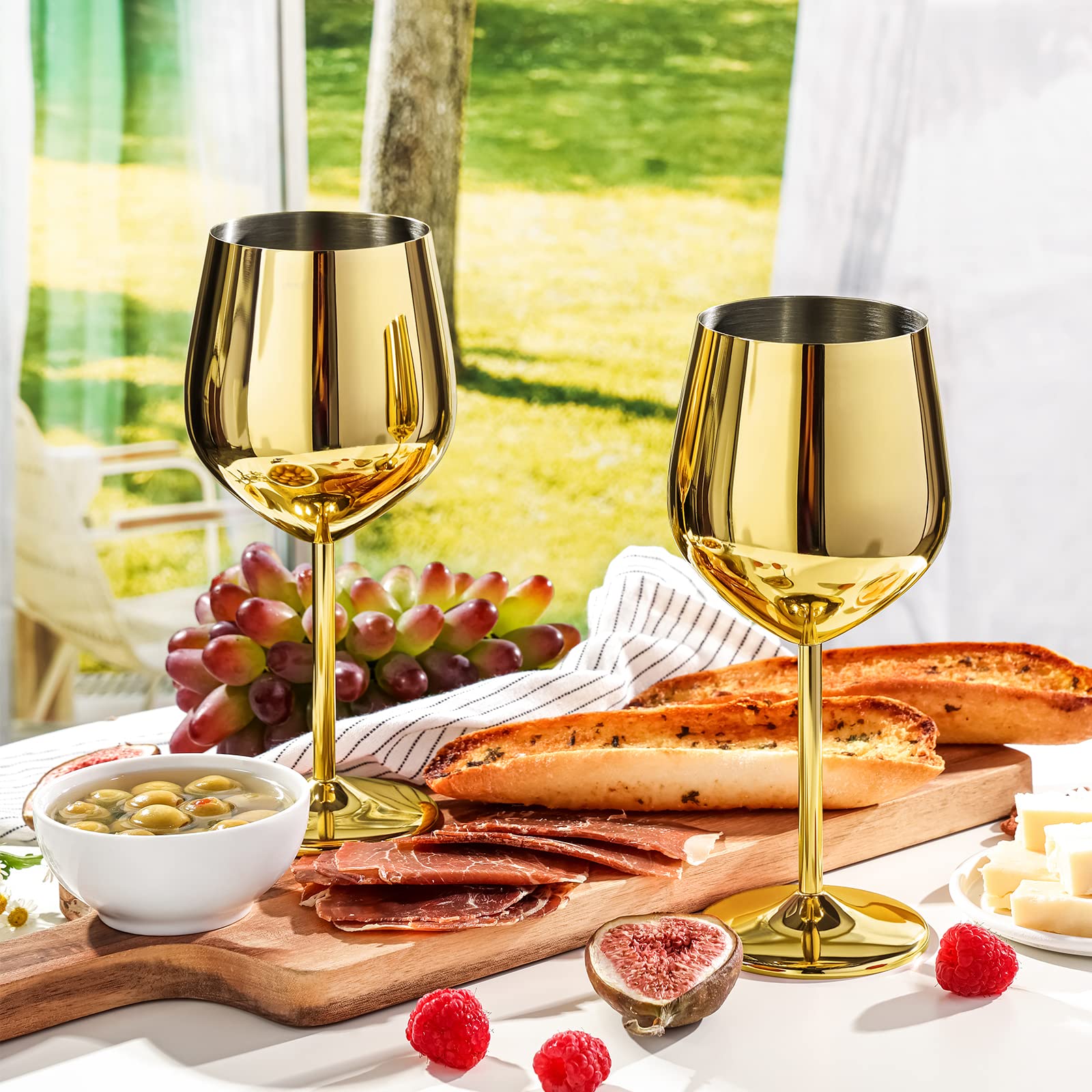 WOTOR gold stainless steel wine glass designed for outdoor use, durable and shatterproof.