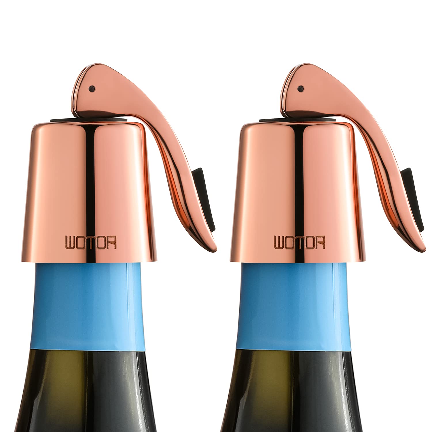 WOTOR rosegold wine stopper set showing elegant, reusable closure for fresh wine