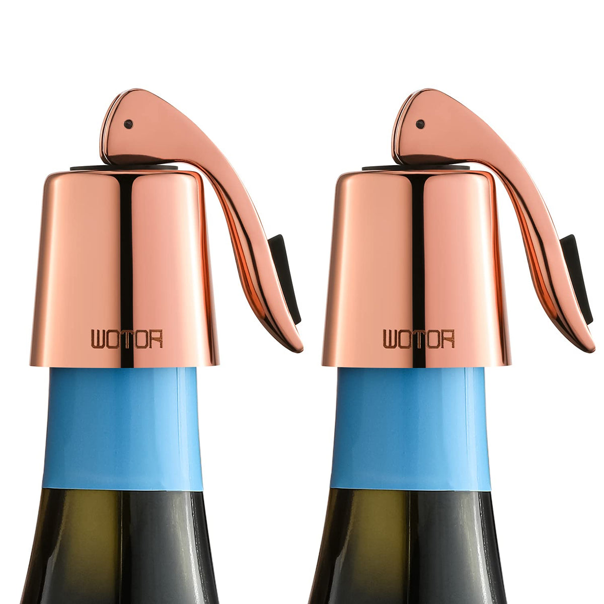 WOTOR rosegold wine stopper set showing elegant, reusable closure for fresh wine