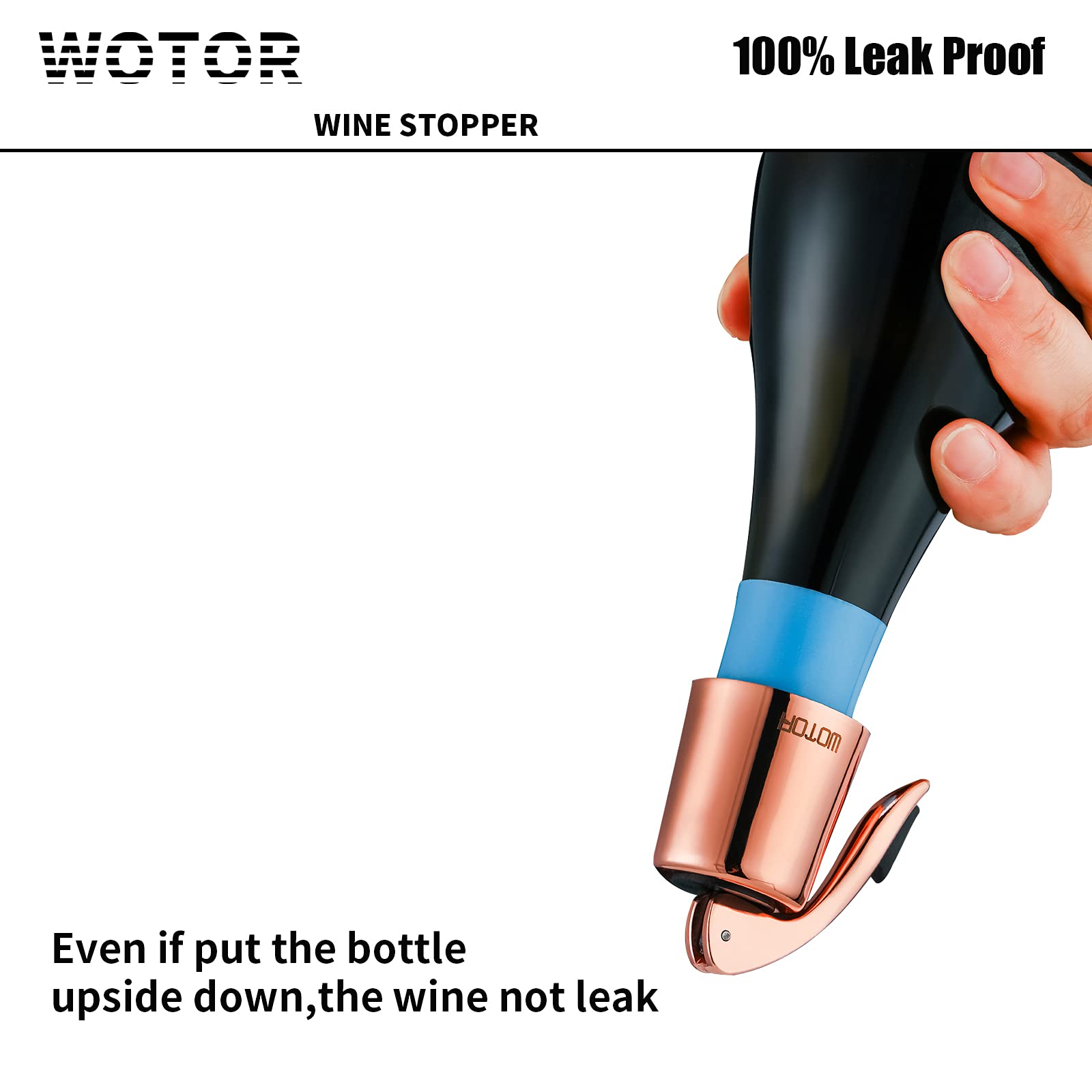 WOTOR silicone seal wine stopper closeup emphasizing airtight seal for freshness