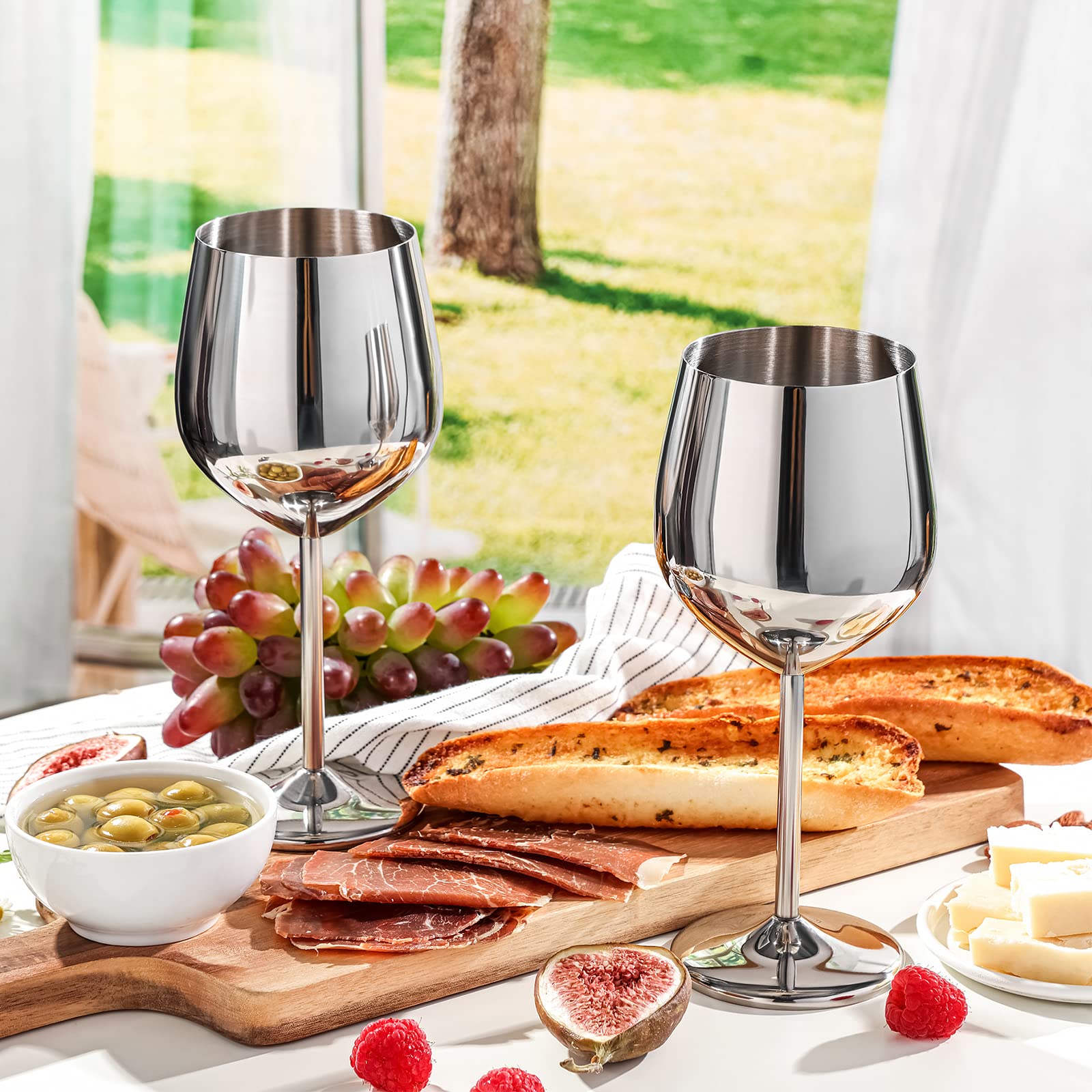 WOTOR stainless steel wine glass with a wide base for balanced pouring