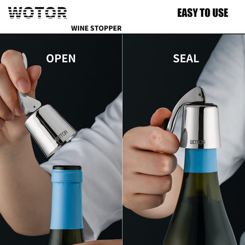 WOTOR wine bottle cap with silicone for easy sealing.