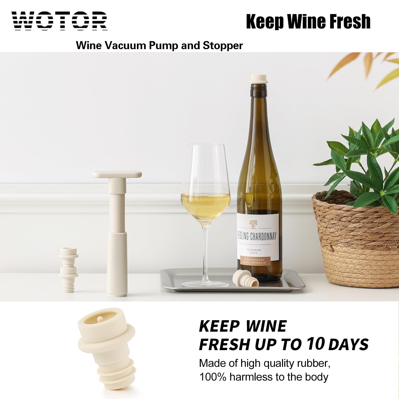 WOTOR four reusable stoppers ready to reseal wine