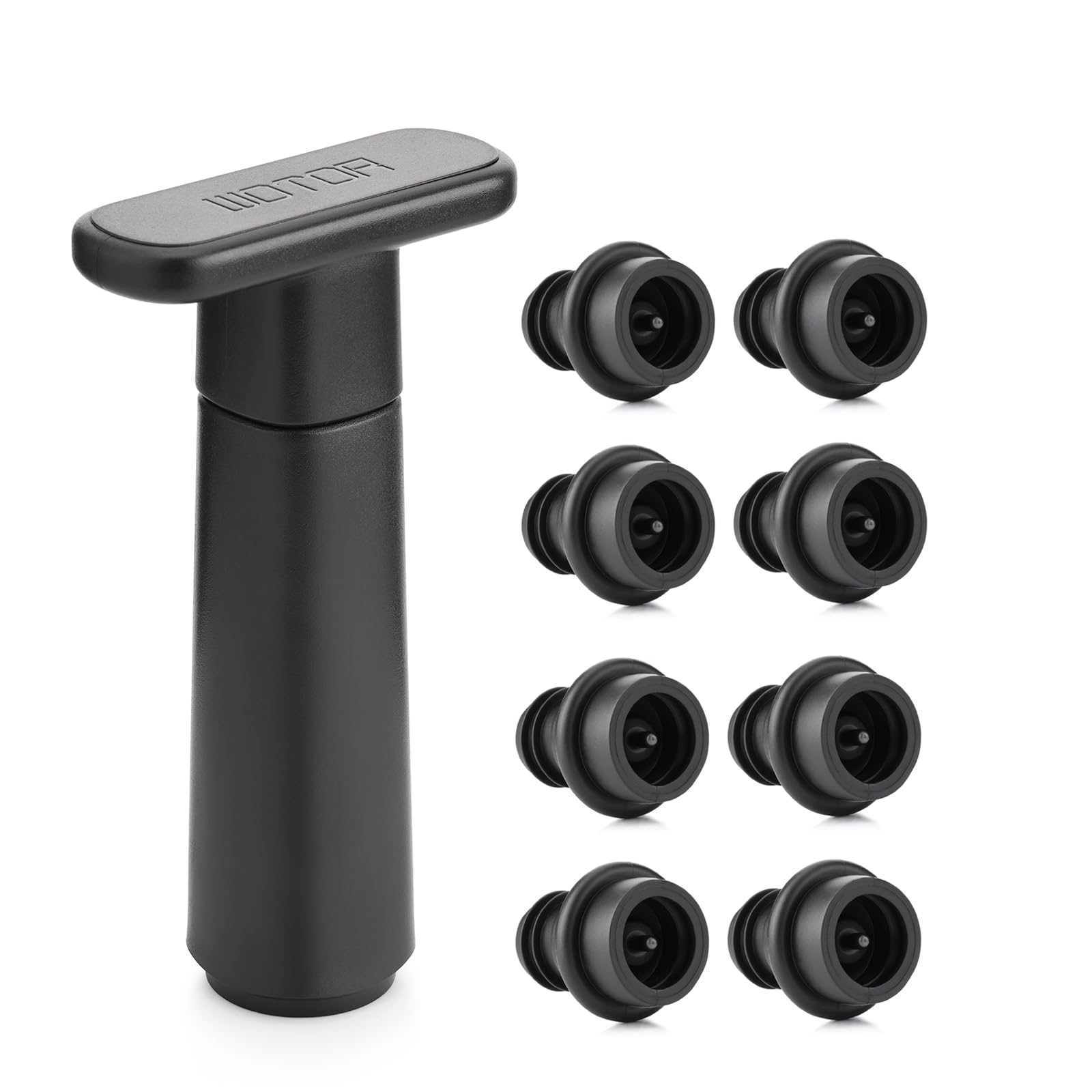 WOTOR Wine Saver pump over stopper creates airtight seal for fresh wine