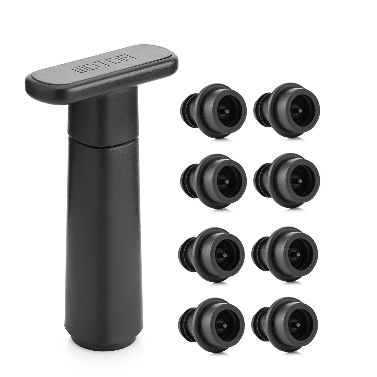 WOTOR Wine Saver pump over stopper creates airtight seal for fresh wine