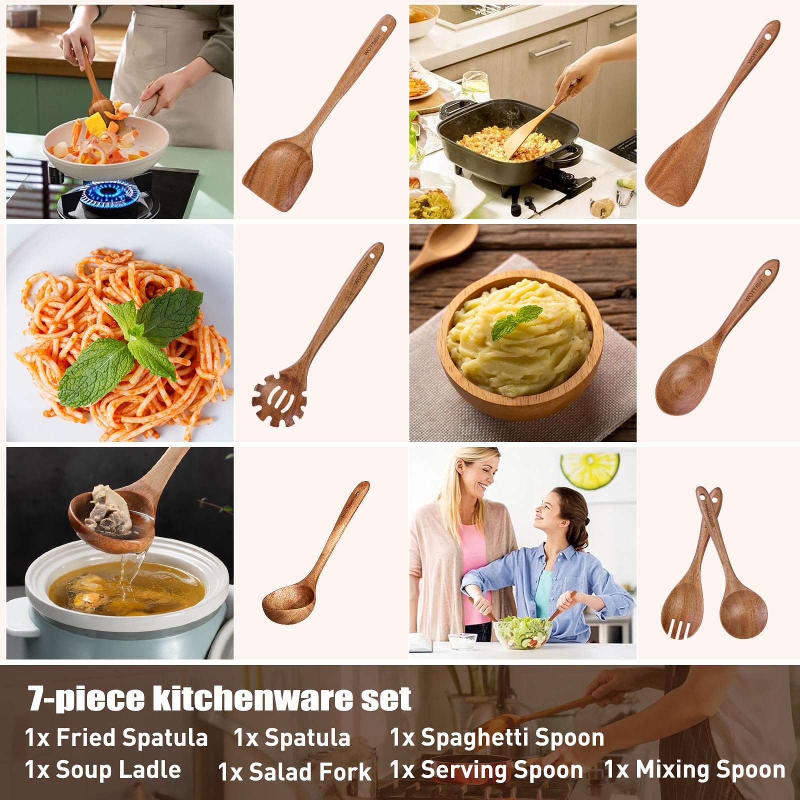 WOTTISH mixing spoon for batters and sauces with smooth wood
