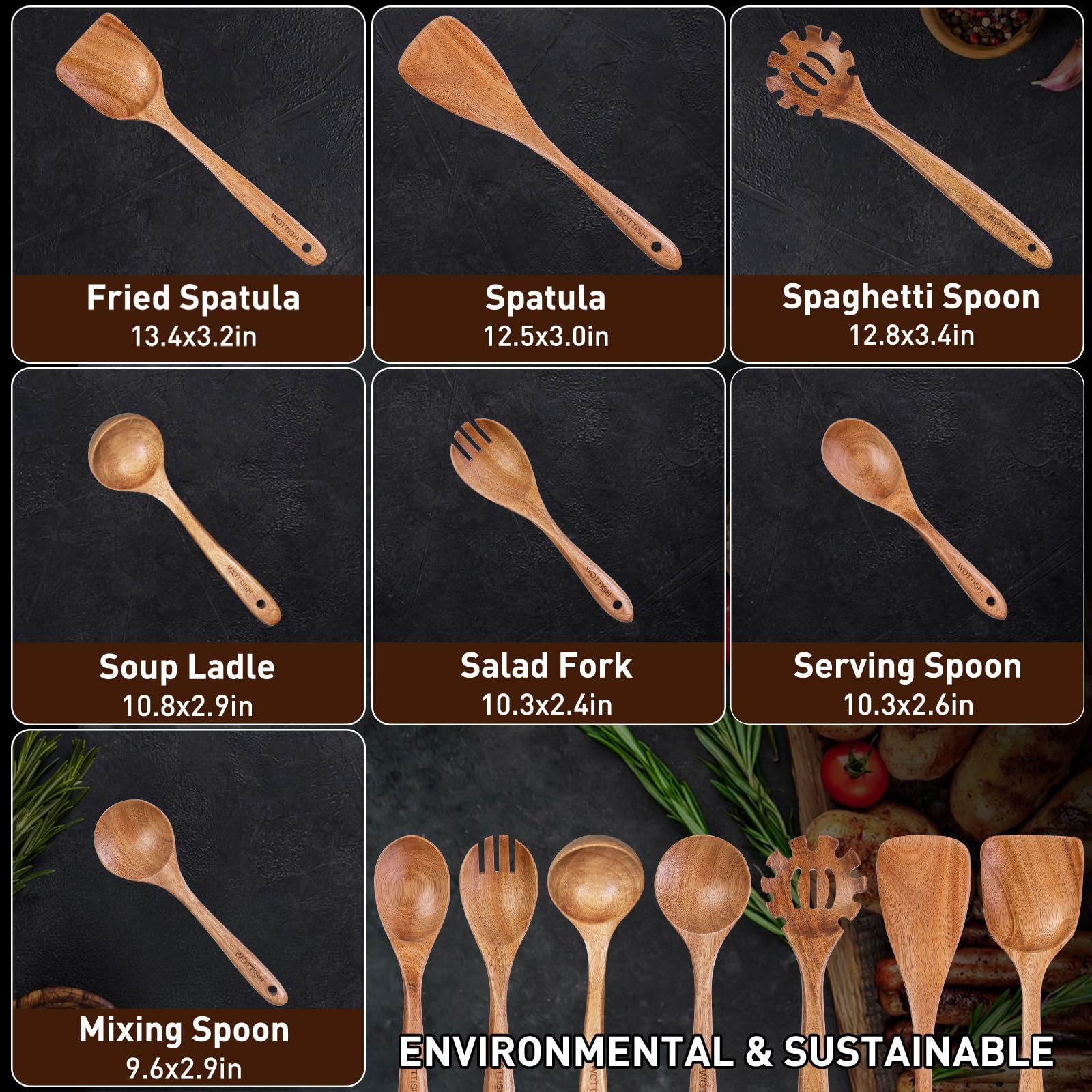 WOTTISH wooden salad fork helps toss greens without scratches