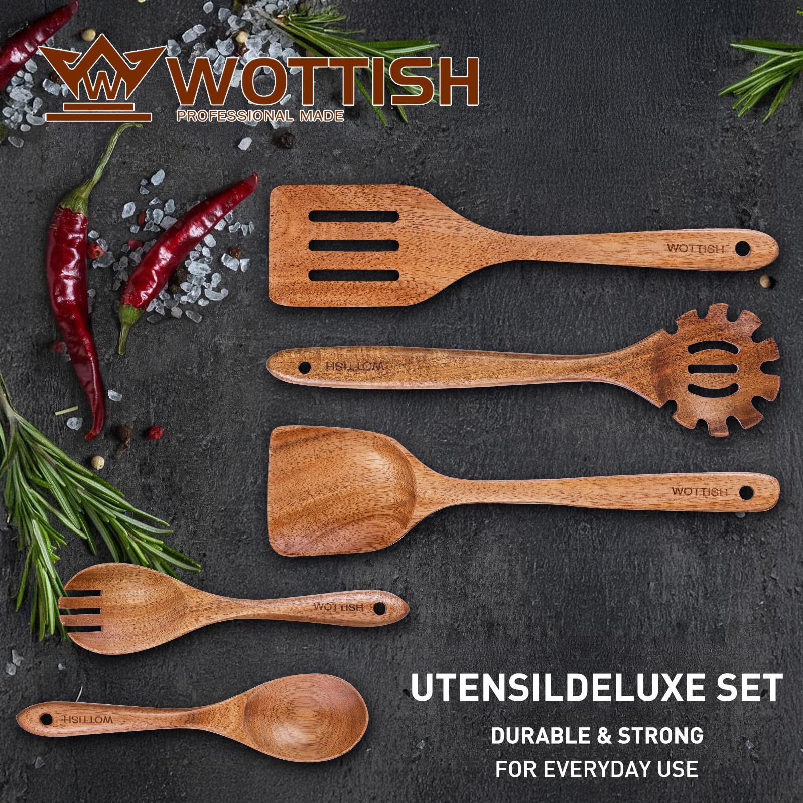 WOTTISH salad spoon wooden, ideal for tossing greens with ease.