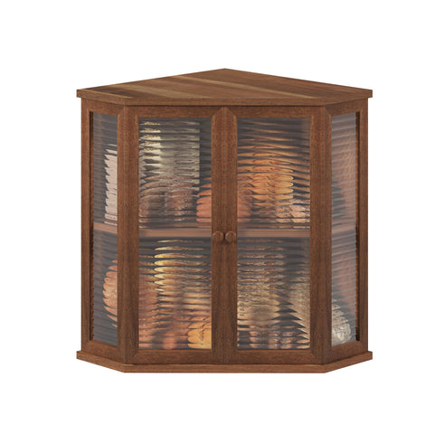 WouZglk acacia bread box corner design with glass door for countertop organization.