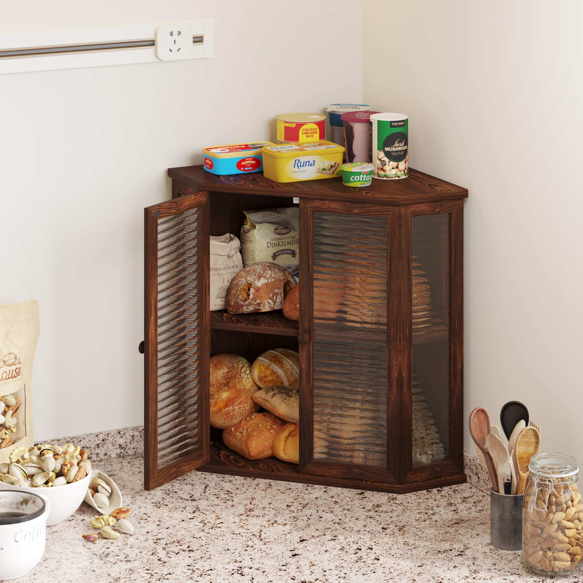 WouZglk bread box glass door resists dust for easy maintenance