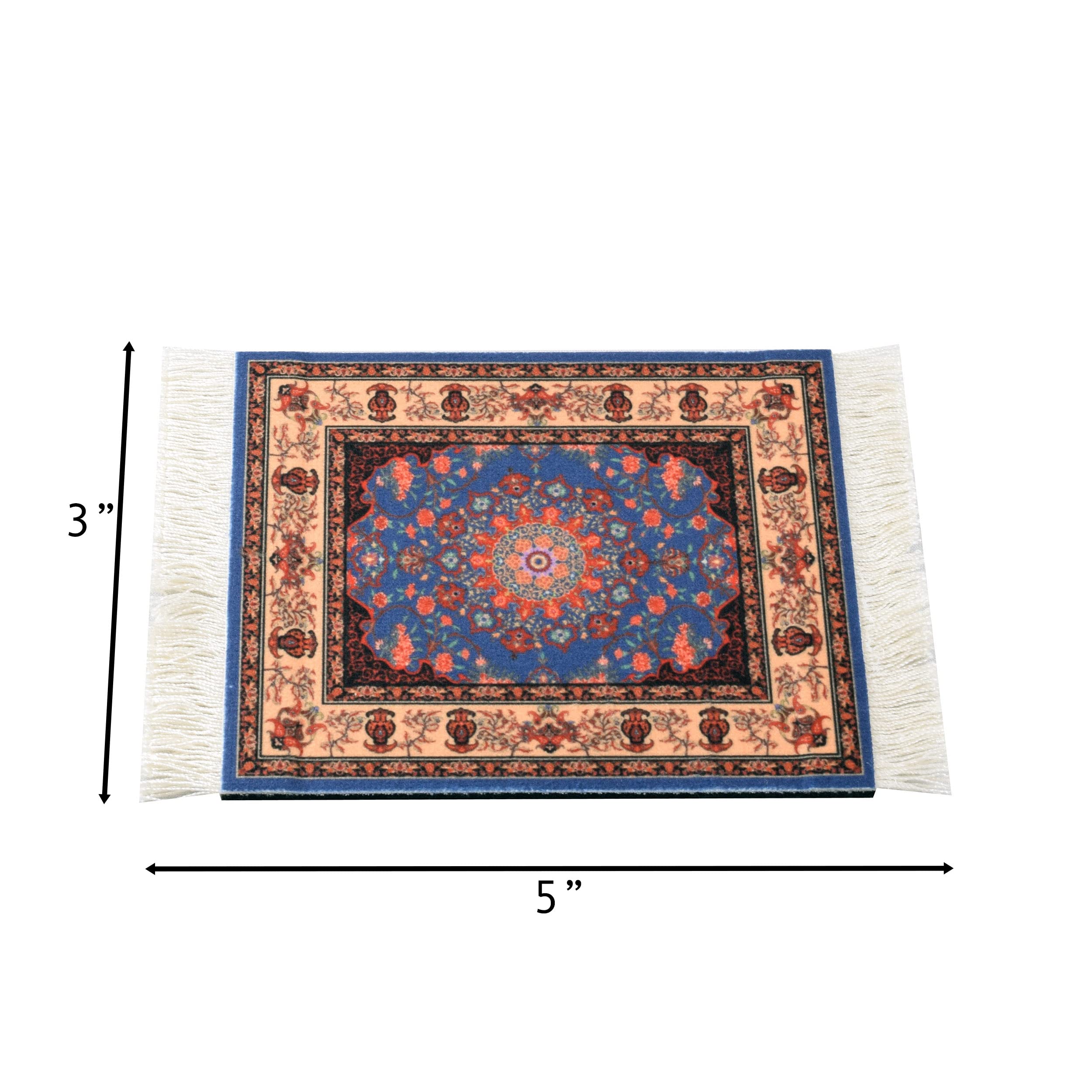 Wovenrugs Persian coaster set on glass table showing non slip base