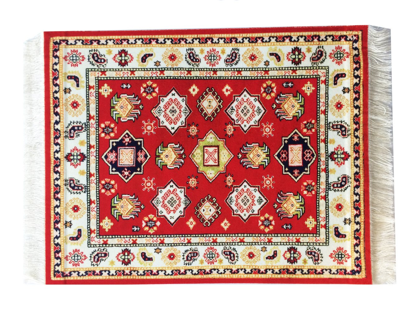Wovenrugs coaster set in bright colors during casual tea time