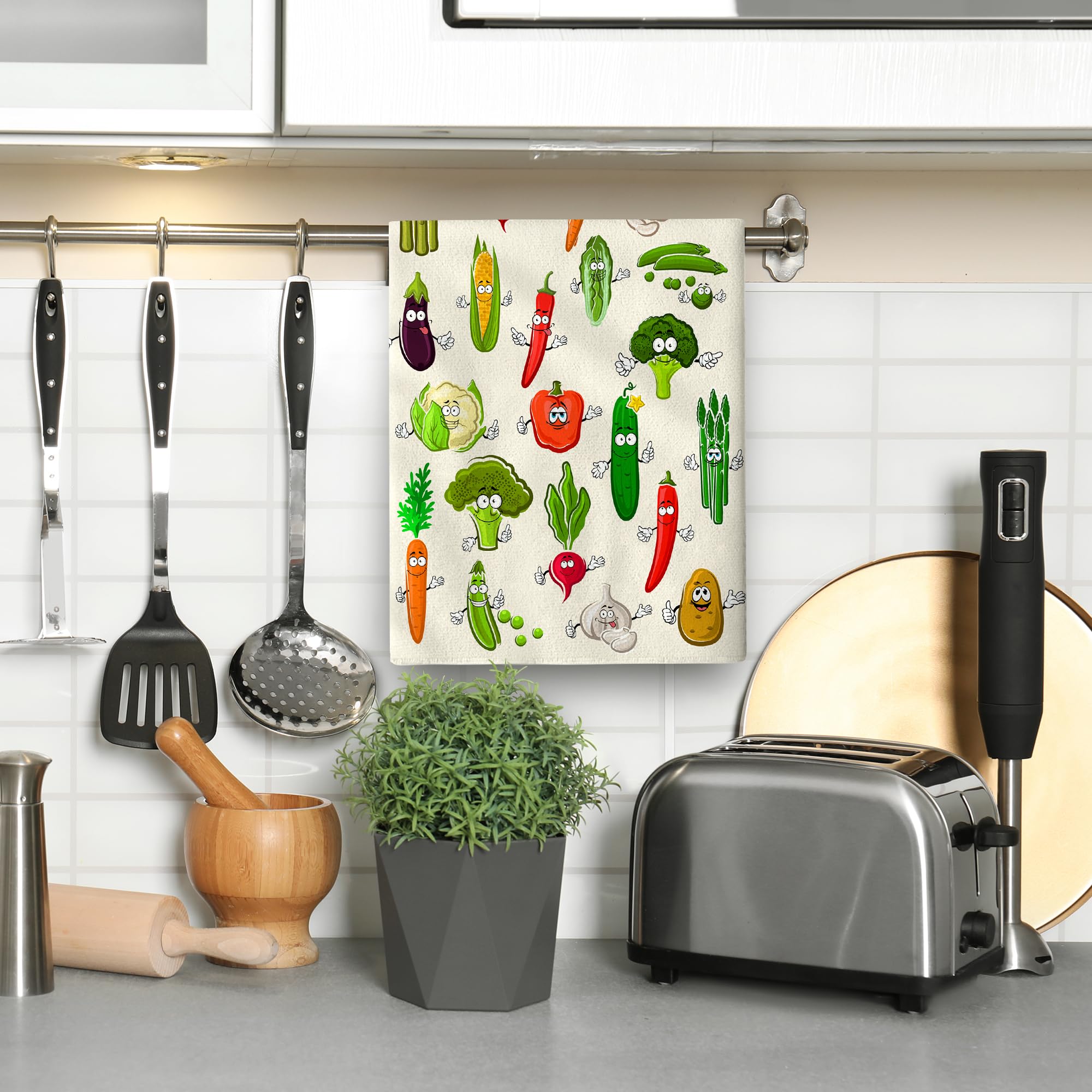 Wovoto cute botanic dish towels brighten countertops while drying glassware
