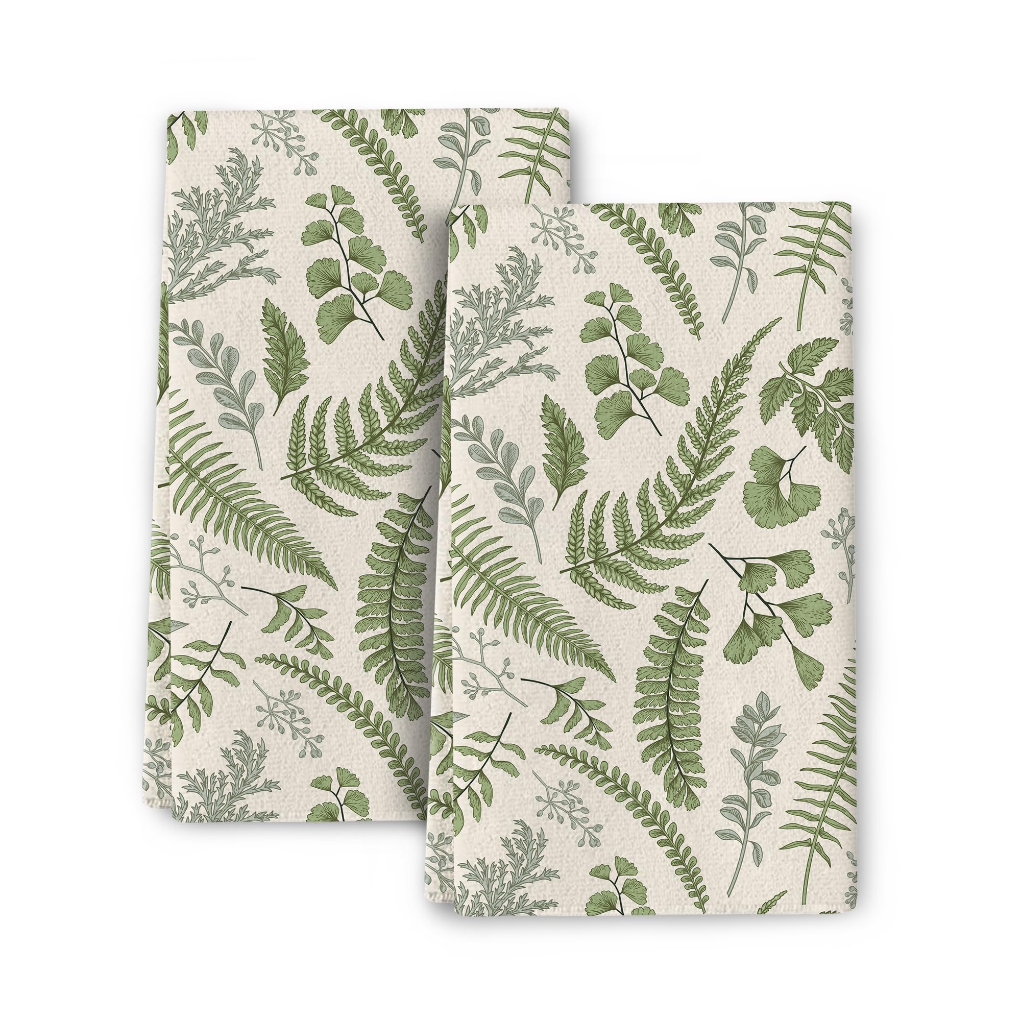 Wovoto cute botanic dish towels with sage green leaves for daily kitchen drying