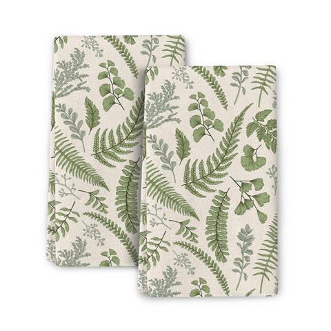 Wovoto cute botanic dish towels with sage green leaves for daily kitchen drying