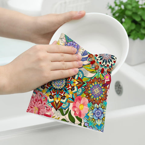 Wovoto towels drying dishes in a busy kitchen for practical use.