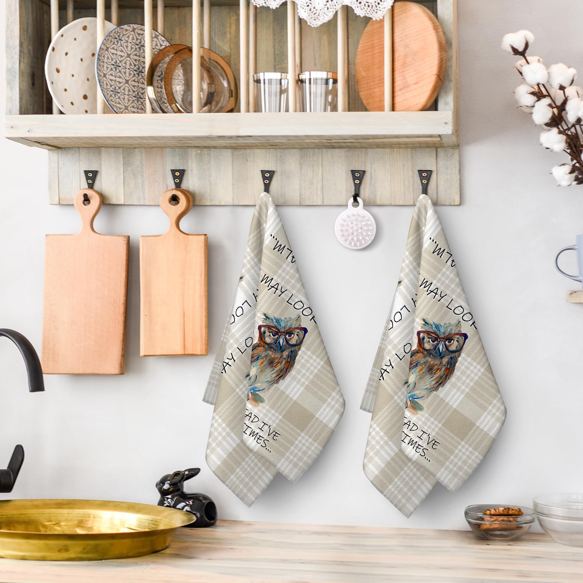 Wovoto owl kitchen towels close-up showing soft, absorbent fabric for dry tasks