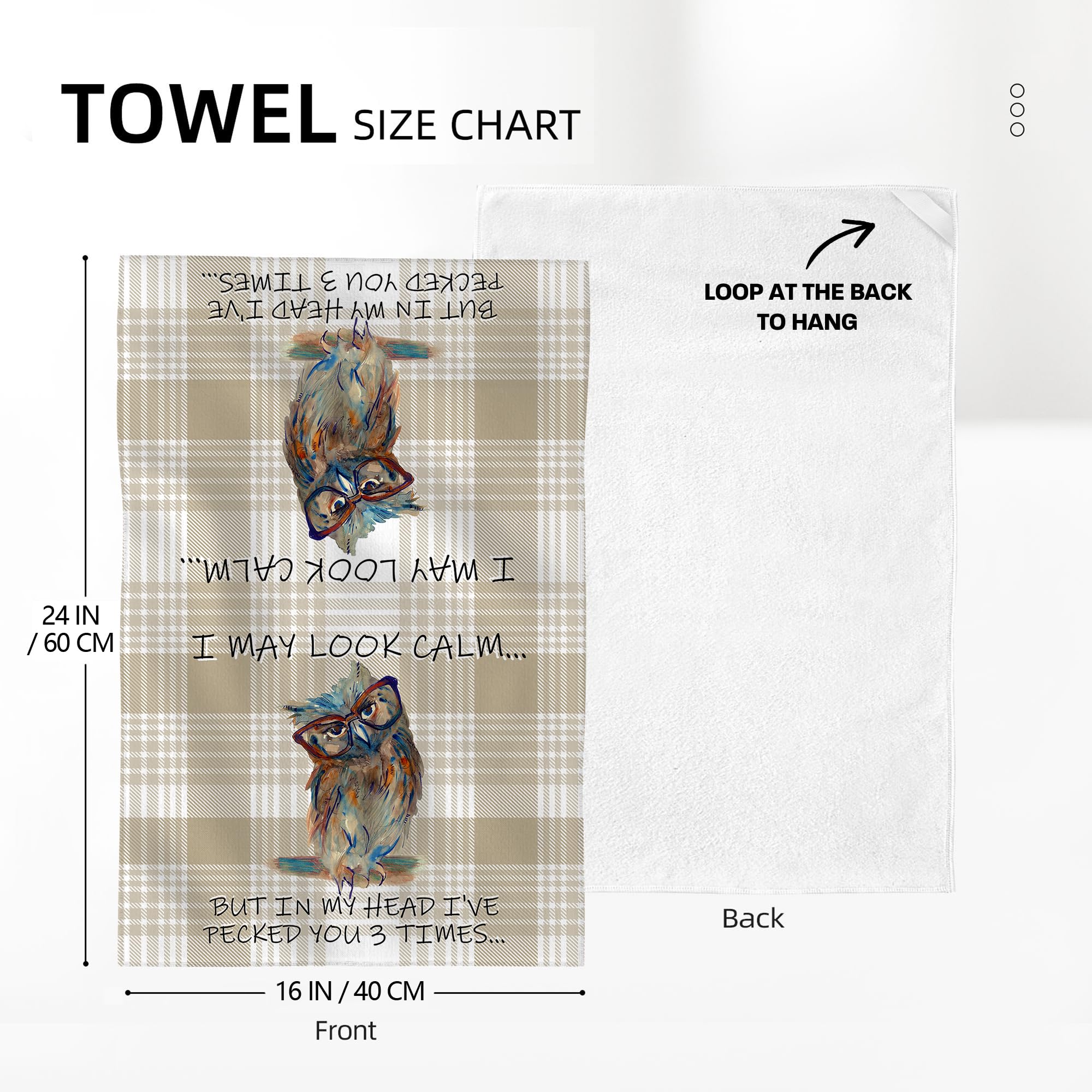 Wovoto owl dish towels with hanging loop for easy storage and quick use