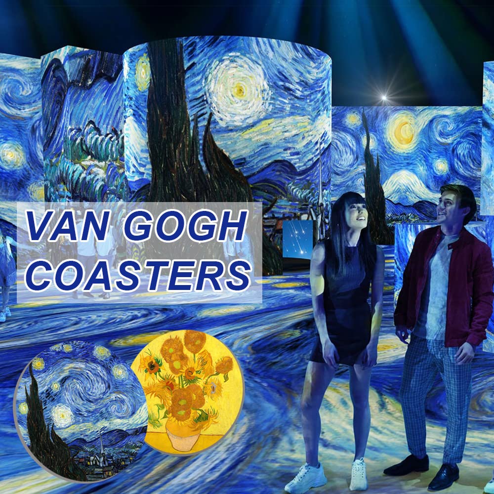 WOW DING Van Gogh collection coaster bundle showcases six famous artworks.