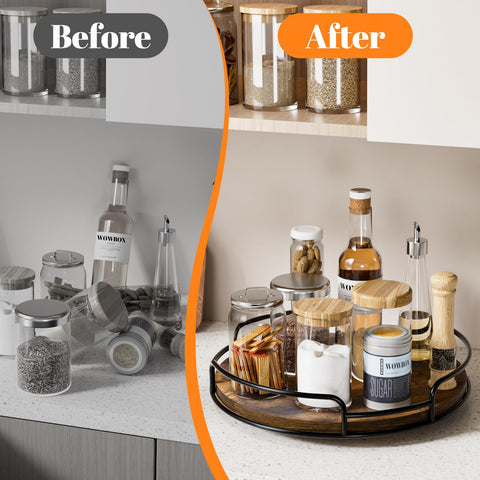 WOWBOX Lazy Susan features a non-slip pad for secure, quiet rotation.