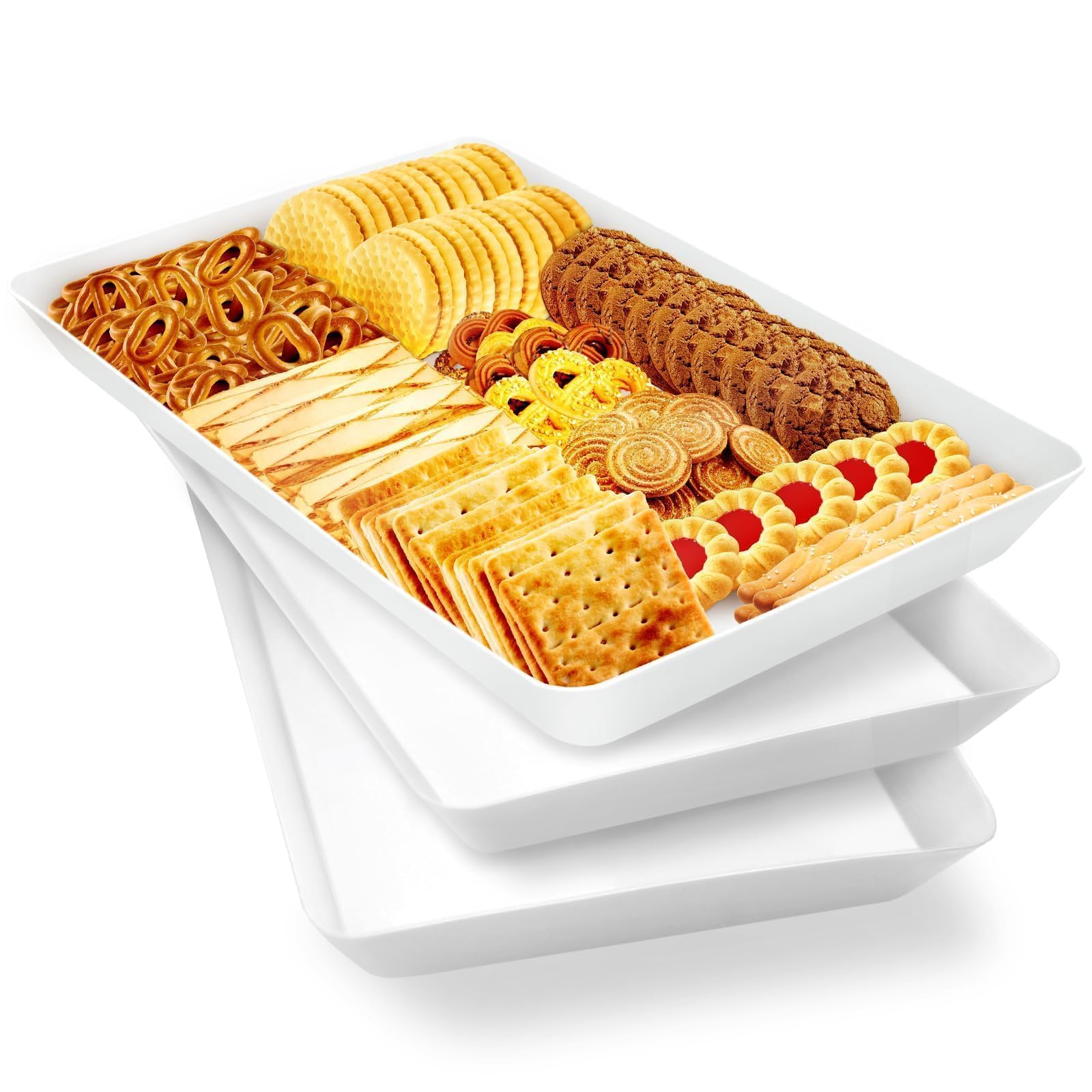 WOWBOX 3pc serving trays top view for stylish entertaining and easy portioning