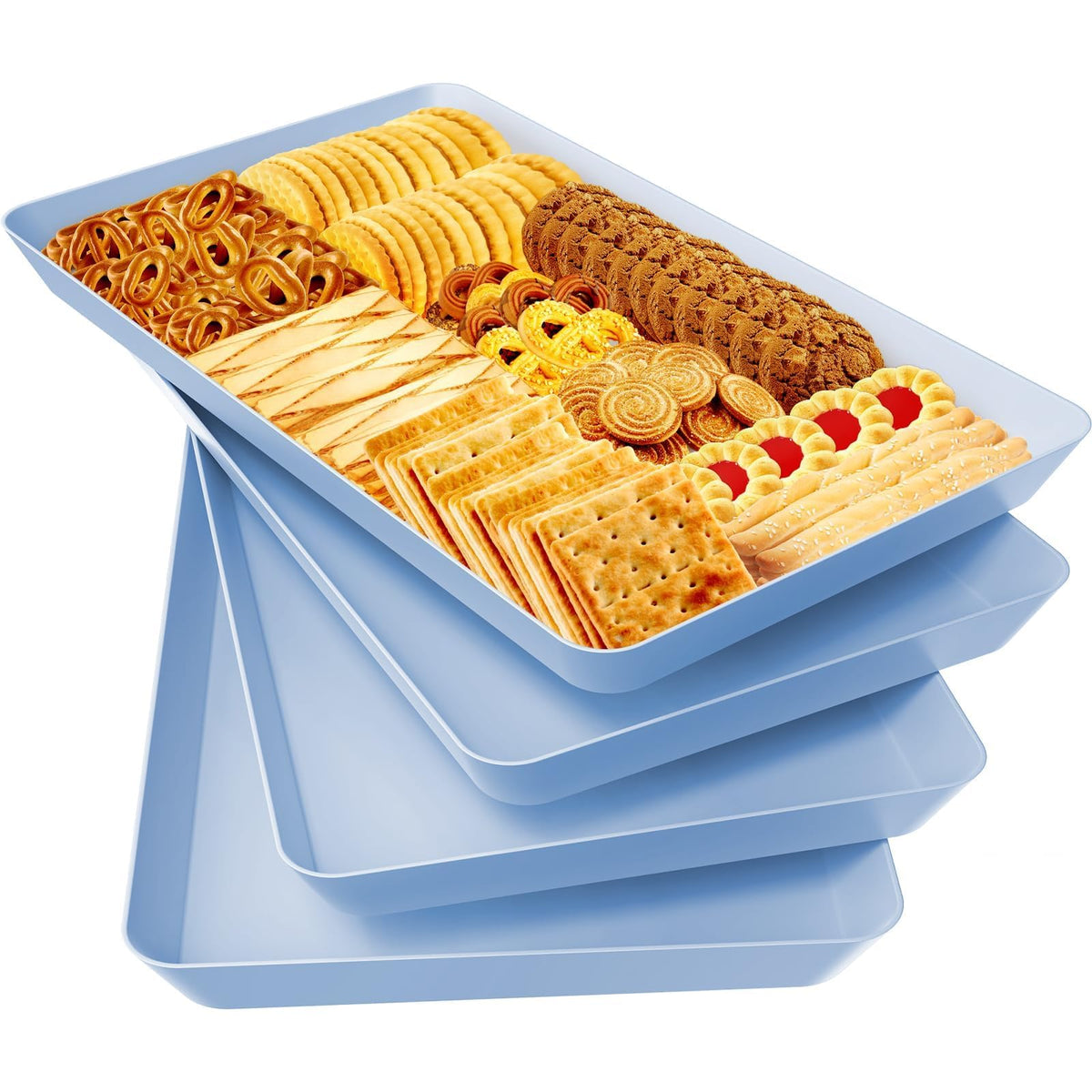 WOWBOX 4-pcs serving trays arranged for a tidy fruit platter display.