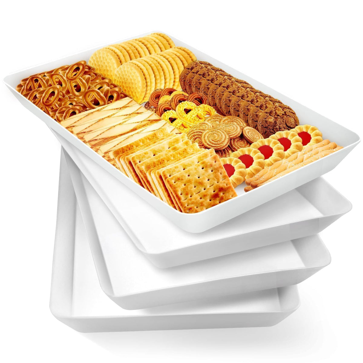 WOWBOX 4-pcs serving trays showing spacious capacity for fruit and snacks