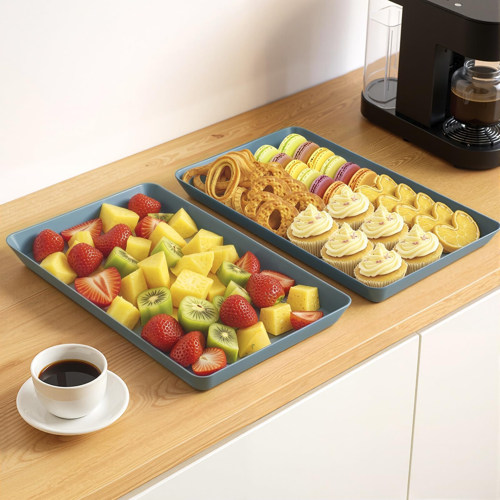WOWBOX serving trays support pantry organization and party prep with versatile display