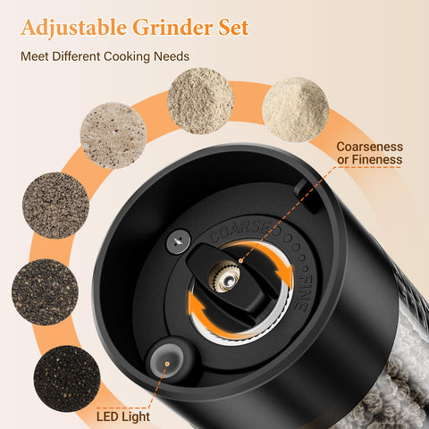 WOWBOX grinder supports one-handed operation with LED light for precise seasoning.