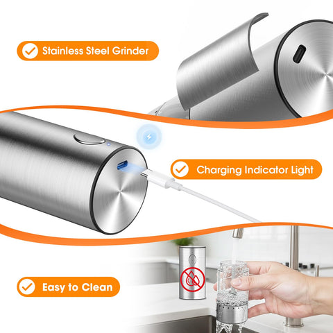 WOWBOX grinder glowing with LED light while grinding for visibility.