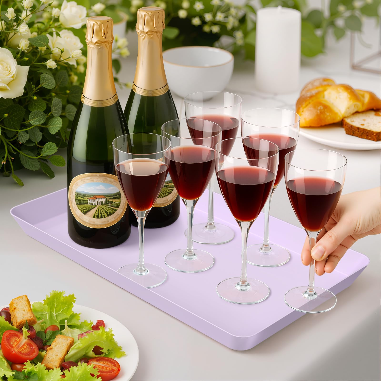 WOWBOX purple-plastic-tray-design adds color to entertaining setups.