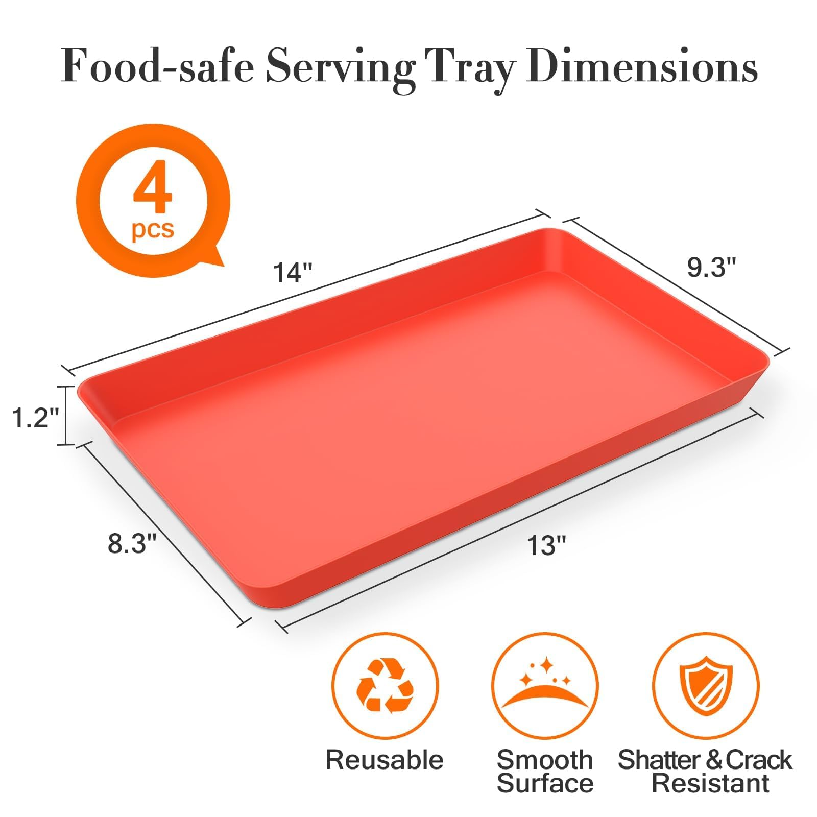 WOWBOX spacious 14in x 9.3in serving trays ideal for fruit and snacks.