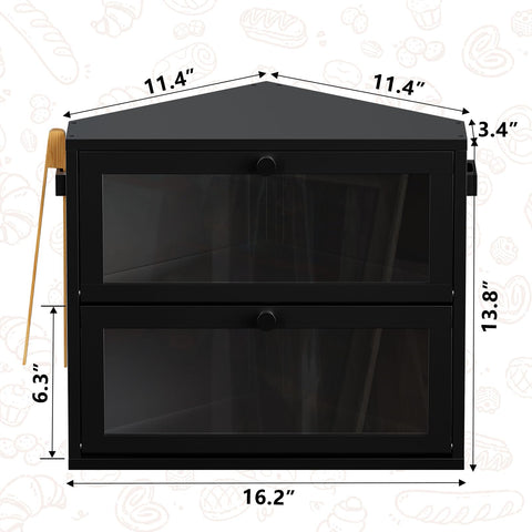 WOWLIVE corner bread box double-tier storage with separate openings.